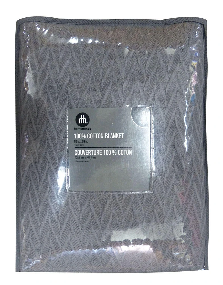 HOMETRENDS COTTON BLANKET KING GREY, COTTON BLANKET KING GREY