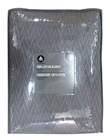 HOMETRENDS COTTON BLANKET KING GREY, COTTON BLANKET KING GREY