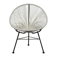 Costa Lounge Chair in White, Wire Lounge Chair, Plastic Lounge Chair, Beach Lounge Chair, Indoor-Outdoor Lounge Chair, Patio Lounge Chair,Rattan,Weather Resistant,Acapulco style,Oval Lounge Chair - Set 2