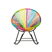 Costa Rocker Lounge Chair in Multicolour, Wire Lounge Chair, Plastic Lounge Chair, Beach Lounge Chair, Indoor-Outdoor Lounge Chair,Hammock Weave,Rattan,Weather resistance Patio Lounge Chair,Acapulco, Oval Lounge Chair