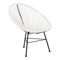 Costa Lounge Chair in White, Wire Lounge Chair, Plastic Lounge Chair, Beach Lounge Chair, Indoor-Outdoor Lounge Chair, Patio Lounge Chair,Rattan,Weather Resistant,Acapulco style,Oval Lounge Chair - Set 2