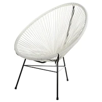 Costa Lounge Chair in White, Wire Lounge Chair, Plastic Lounge Chair, Beach Lounge Chair, Indoor-Outdoor Lounge Chair, Patio Lounge Chair,Rattan,Weather Resistant,Acapulco style,Oval Lounge Chair - Set 2