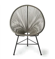 Costa Lounge Chair in Grey, Wire Lounge Chair, Plastic Lounge Chair, Beach Lounge Chair, Indoor-Outdoor Lounge Chair,Rattan,Weather Resistant Patio Lounge Chair, Acapulco syle,Oval Lounge Chair