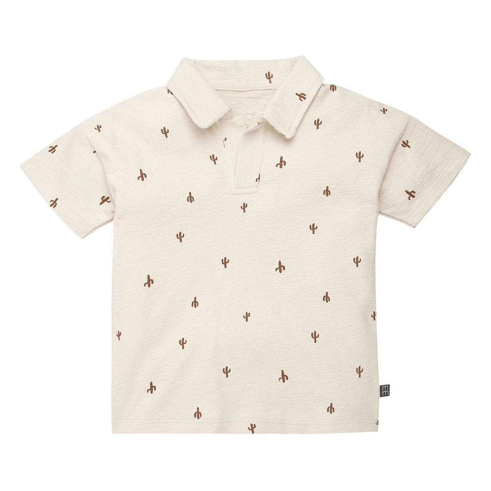 modern moments™ by Gerber® - Ensemble 2 Pièces Chemise Col Johnny + Short Cactus Beige Jersey structuré doux et extensible