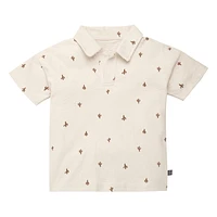 modern moments™ by Gerber® - Ensemble 2 Pièces Chemise Col Johnny + Short Cactus Beige Jersey structuré doux et extensible