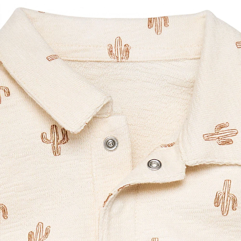 modern moments™ by Gerber® - Short Sleeve Polo Shirt+Shorts Set Cactus, Slub structured jersey 100% cotton