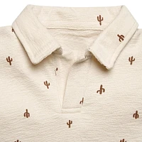 modern moments™ by Gerber® - Ensemble 2 Pièces Chemise Col Johnny + Short Cactus Beige Jersey structuré doux et extensible
