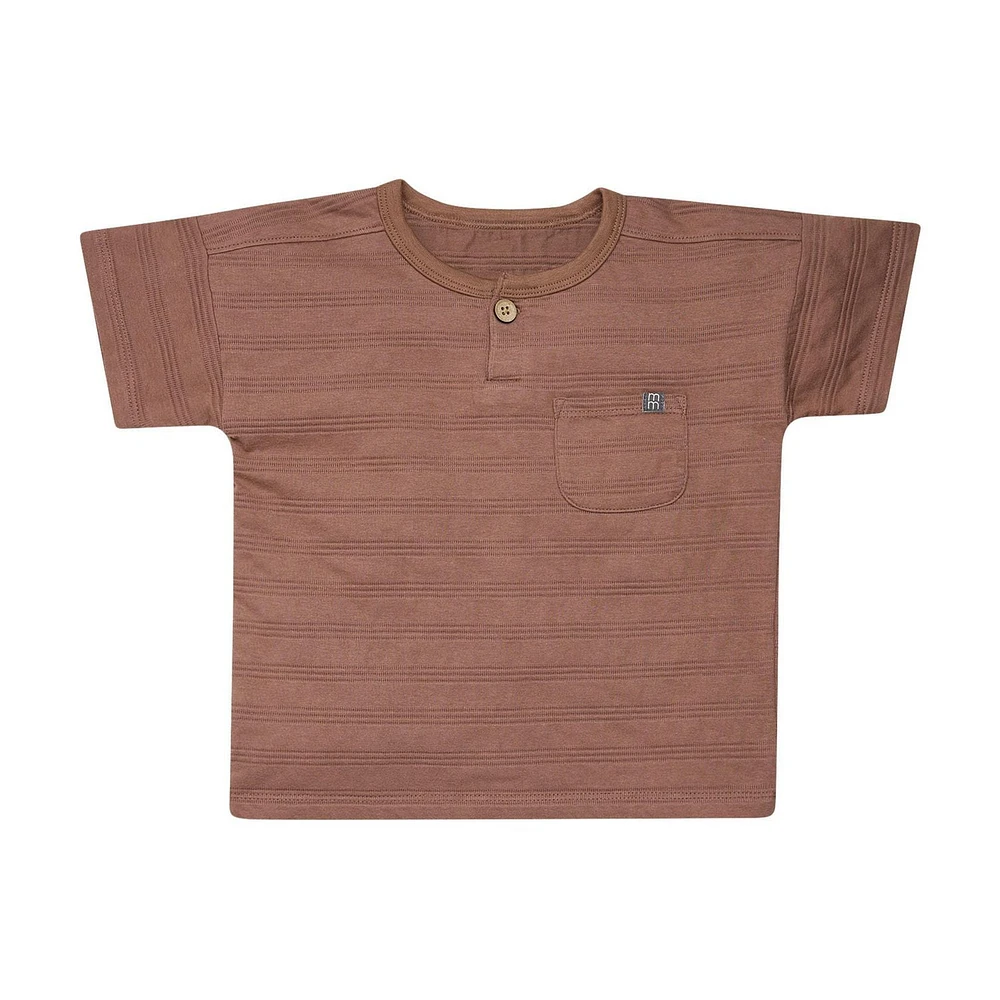 modern moments™ by Gerber®™ - Ensemble Chemise Texturée Oversize + Short 2 Pièces - Brun Jersey de coton doux et extensible