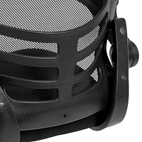 Black Mesh Sled Base Side Reception Chair with Flip-Up Arms