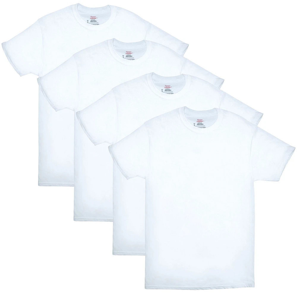 Paquet de T-shirts à Col Rond pour Homme Hanes, Évacuation de l’Humidité Blanc - Paquet de 4