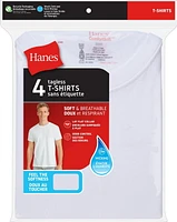 Paquet de T-shirts à Col Rond pour Homme Hanes, Évacuation de l’Humidité Blanc - Paquet de 4