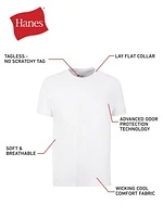 Paquet de T-shirts à Col Rond pour Homme Hanes, Évacuation de l’Humidité Blanc - Paquet de 4