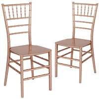 2 Pk. HERCULES Series Rose Gold Resin Stacking Chiavari Chair