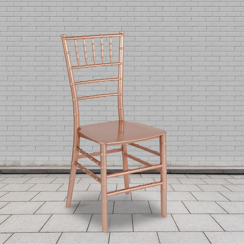 2 Pk. HERCULES Series Rose Gold Resin Stacking Chiavari Chair