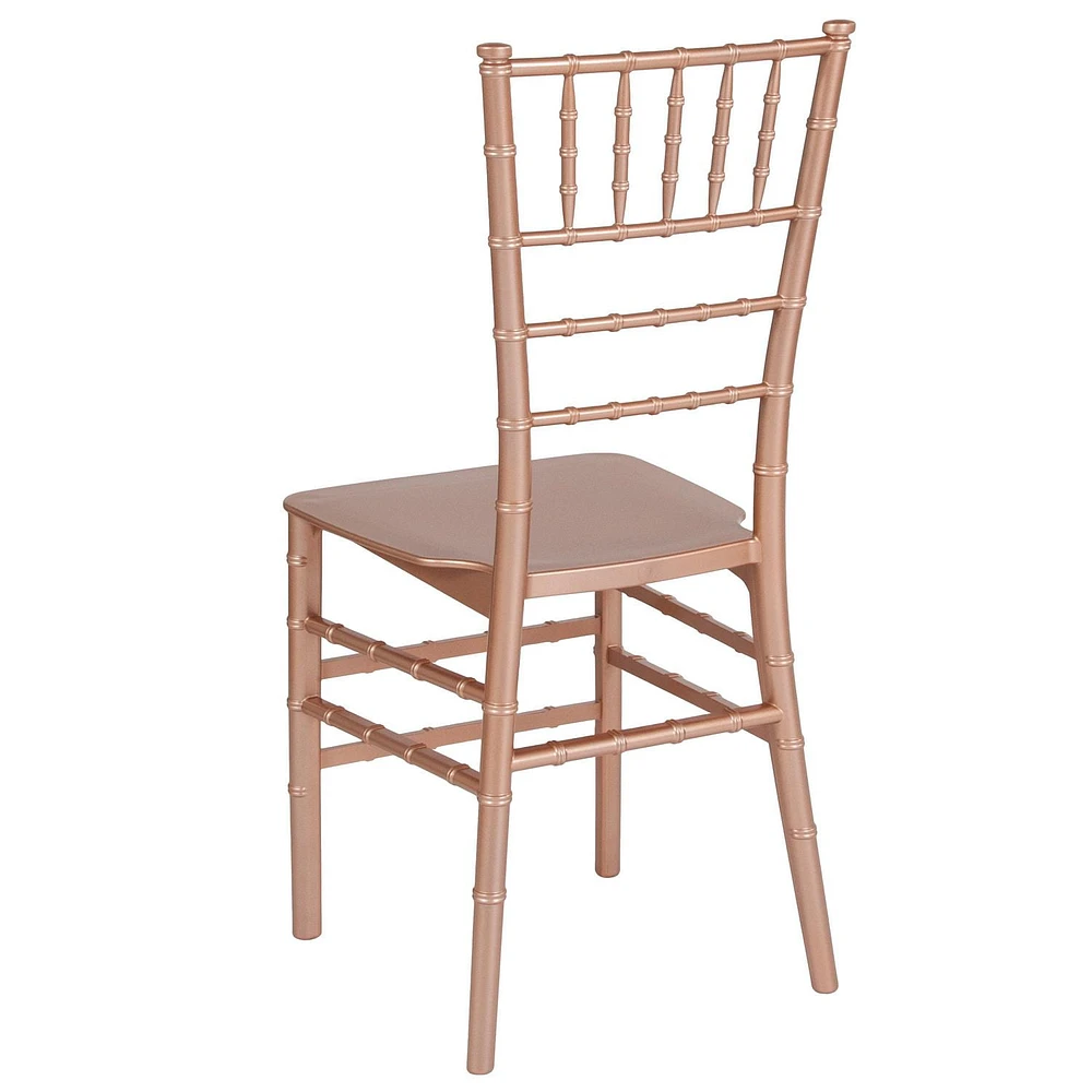 2 Pk. HERCULES Series Rose Gold Resin Stacking Chiavari Chair