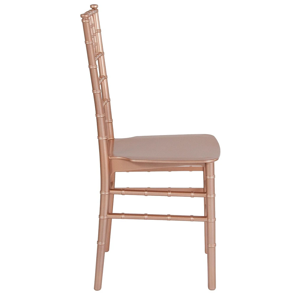 2 Pk. HERCULES Series Rose Gold Resin Stacking Chiavari Chair