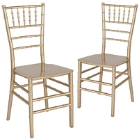 2 Pk. HERCULES Series Gold Resin Stacking Chiavari Chair