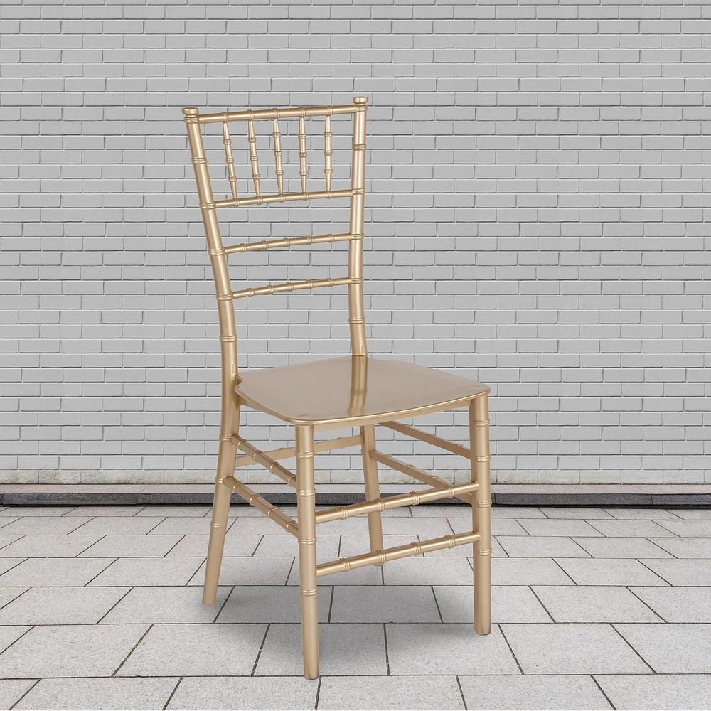 2 Pk. HERCULES Series Gold Resin Stacking Chiavari Chair