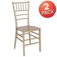 2 Pk. HERCULES Series Gold Resin Stacking Chiavari Chair