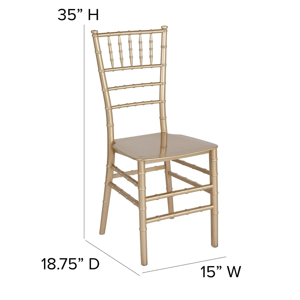 2 Pk. HERCULES Series Gold Resin Stacking Chiavari Chair