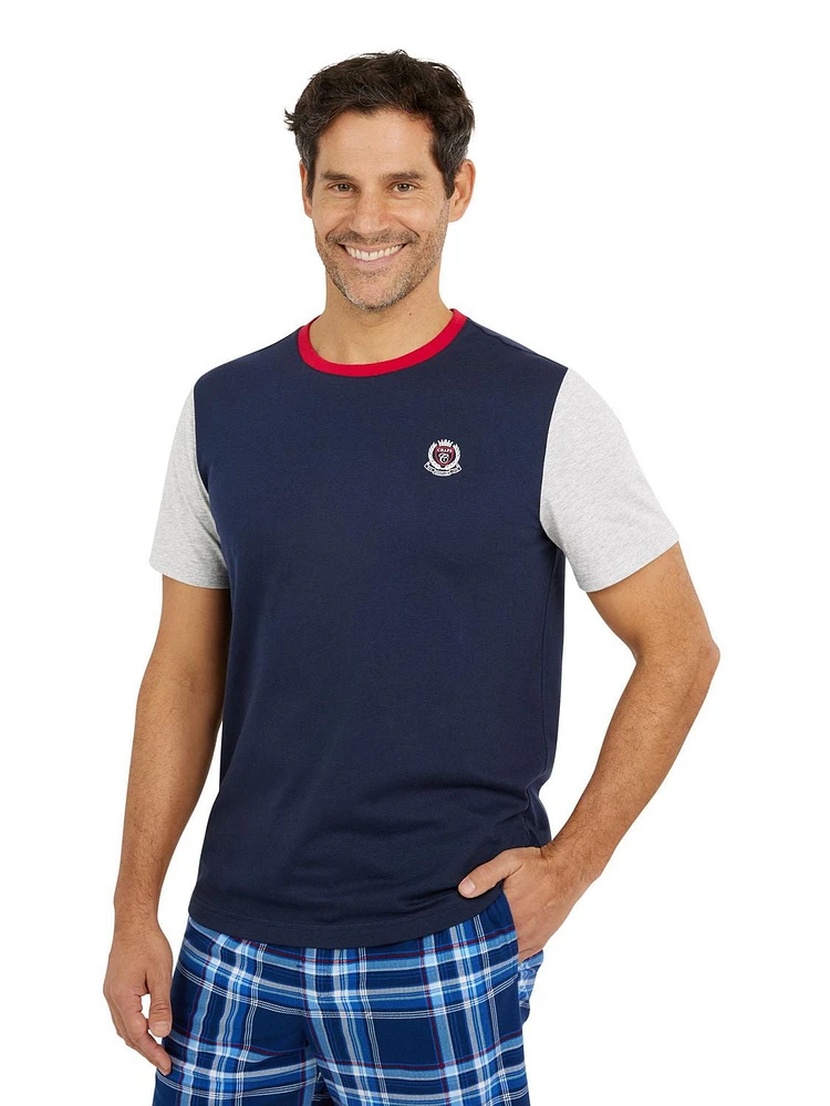 Chaps Men's 2-Pack Jersey Tee and Fleece Sleep Shorts with Pockets Loungewear Set