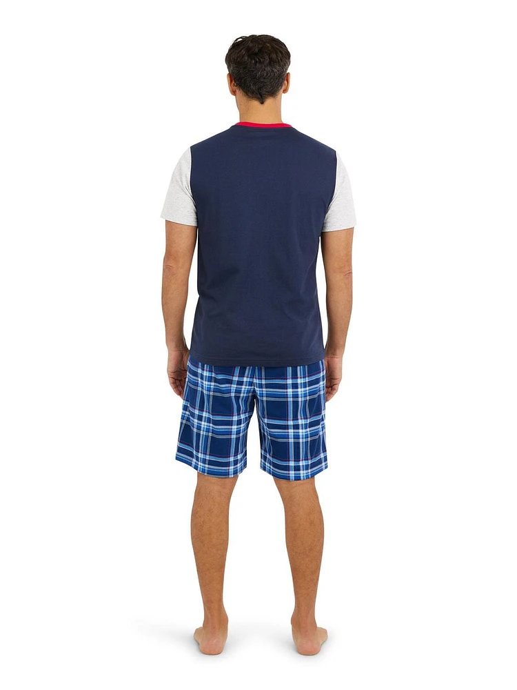Chaps Men's 2-Pack Jersey Tee and Fleece Sleep Shorts with Pockets Loungewear Set