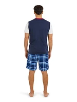Chaps Men's 2-Pack Jersey Tee and Fleece Sleep Shorts with Pockets Loungewear Set
