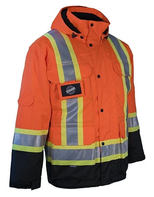 Forcefield Hi Vis Winter Safety Parka with Removable Down Insulated Nylon Puffer Jacket