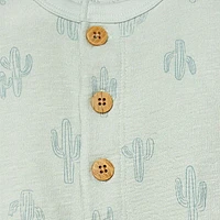 modern moments™ by Gerber® - Barboteuse à manches courtes et jambes longues Palmiers Bleu clair avec cactus
