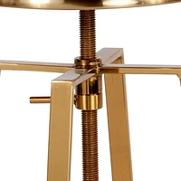 2 Pk. Toledo Industrial Style Barstool with Swivel Lift Adjustable Height Seat in Gold Finish