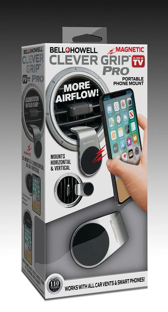 Bell + Howell Clever Grip Pro Phone Mount, Magnetic, 360-Degree Swivel