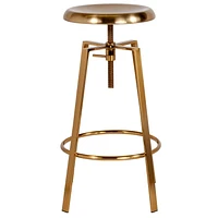 2 Pk. Toledo Industrial Style Barstool with Swivel Lift Adjustable Height Seat in Gold Finish