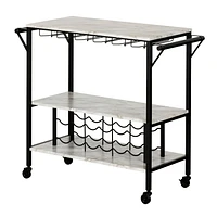 South Shore Maliza Bar Cart with Wine Bottle Storage and Wine Glass Rack