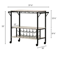 South Shore Maliza Bar Cart with Wine Bottle Storage and Wine Glass Rack