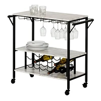 South Shore Maliza Bar Cart with Wine Bottle Storage and Wine Glass Rack