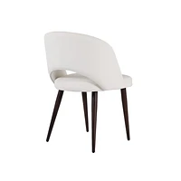 Executive Wood Dining Chair with White Leather Upholstery