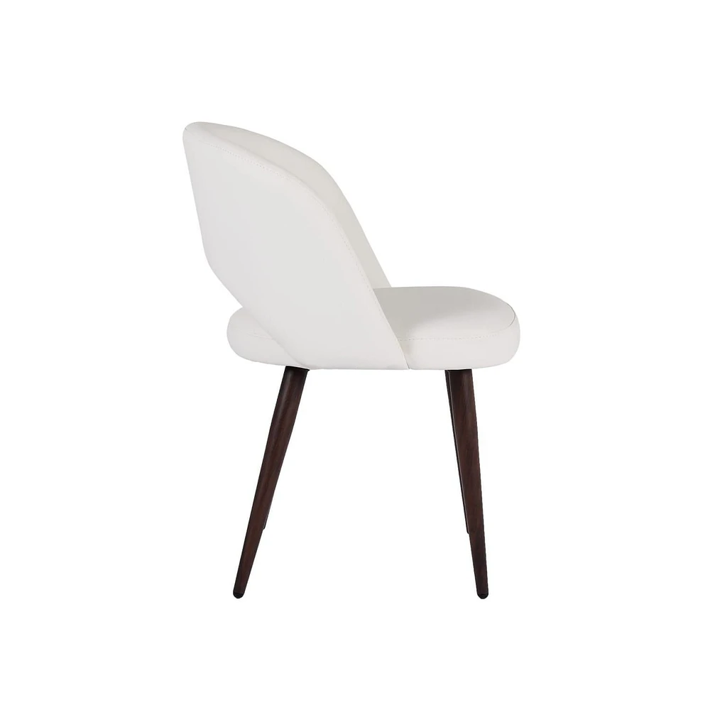 Executive Wood Dining Chair with White Leather Upholstery