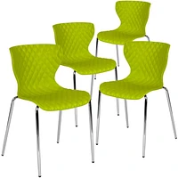 4 Pk. Lowell Contemporary Design Citrus Green Plastic Stack Chair