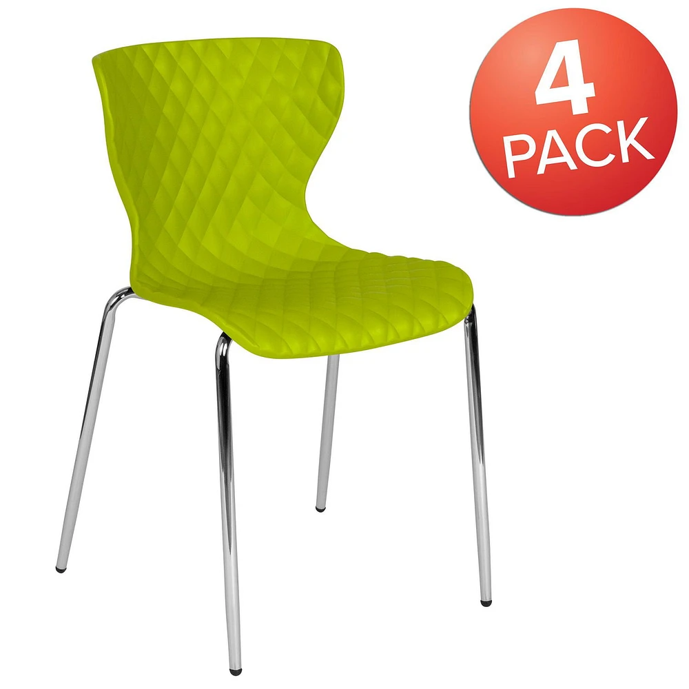 4 Pk. Lowell Contemporary Design Citrus Green Plastic Stack Chair