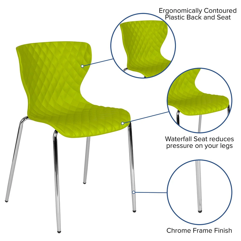 4 Pk. Lowell Contemporary Design Citrus Green Plastic Stack Chair