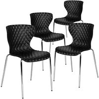 4 Pk. Lowell Contemporary Design Black Plastic Stack Chair