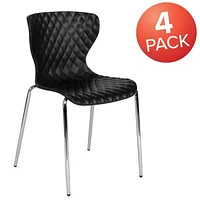 4 Pk. Lowell Contemporary Design Black Plastic Stack Chair