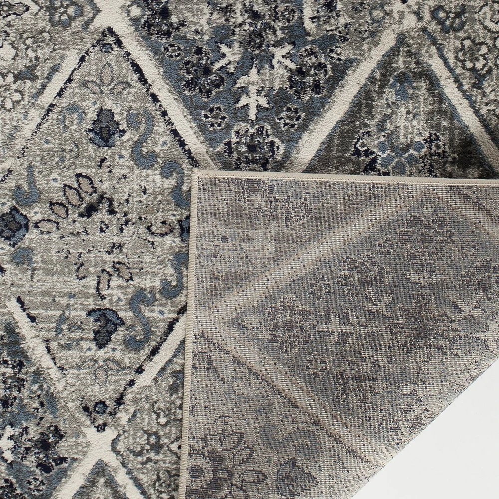 Zunthus Tan and Blue Woven Area Rug