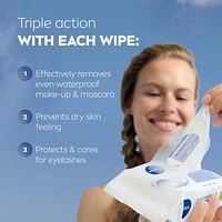 NIVEA 3-in-1 Biodegradable Face Cleansing & Make-up Removing Wipes for Normal Skin, 40 Wipes