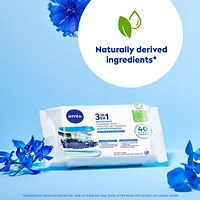 NIVEA 3-in-1 Biodegradable Face Cleansing & Make-up Removing Wipes for Normal Skin, 40 Wipes