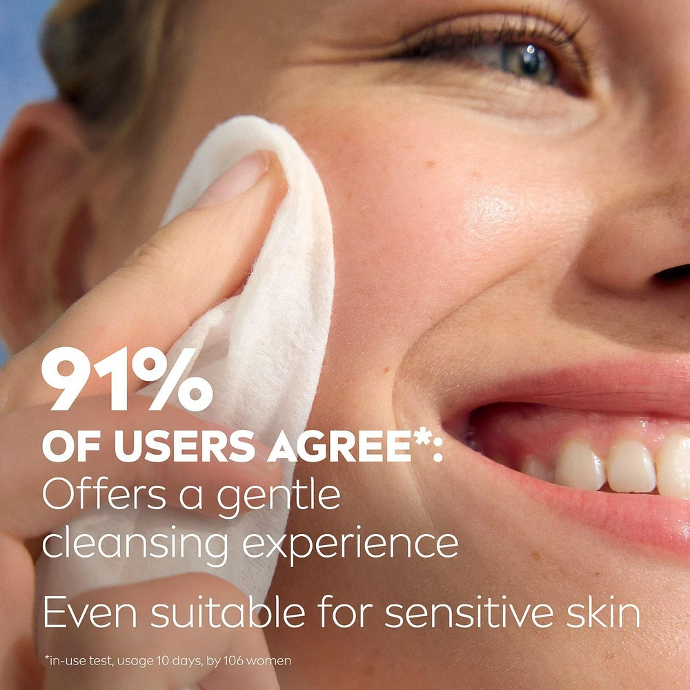 NIVEA 3-in-1 Biodegradable Face Cleansing & Make-up Removing Wipes for Normal Skin, 40 Wipes