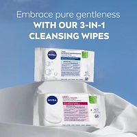 NIVEA 3-in-1 Biodegradable Face Cleansing & Make-up Removing Wipes for Normal Skin, 40 Wipes