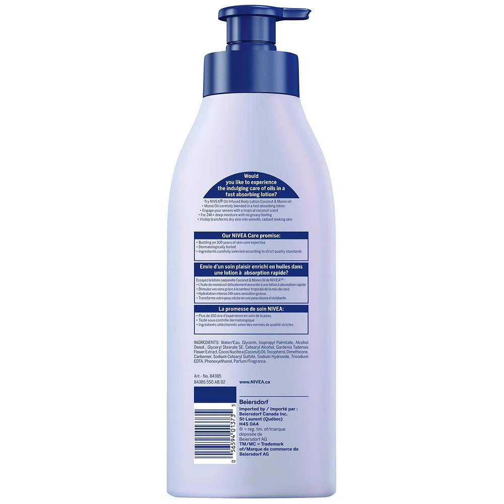 NIVEA Lotion Corporelle enrichie d'huile Coconut & Monoi Oil 500 ml