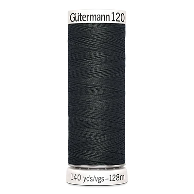 Gutermann 120 Sew - All Thread 128 m/ 140 yds - Charcoal Black (Pack of 5 Spools), Sewing Thread 128 m/ 140 yds