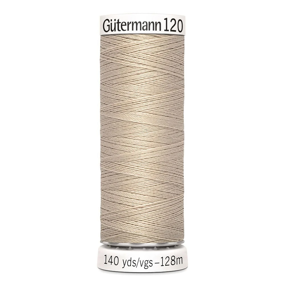 Gutermann 120 Sew - All Thread 128 m/ 140 yds - Light Brown (Pack of 5 Spools), Sewing Thread 128 m/ 140 yds